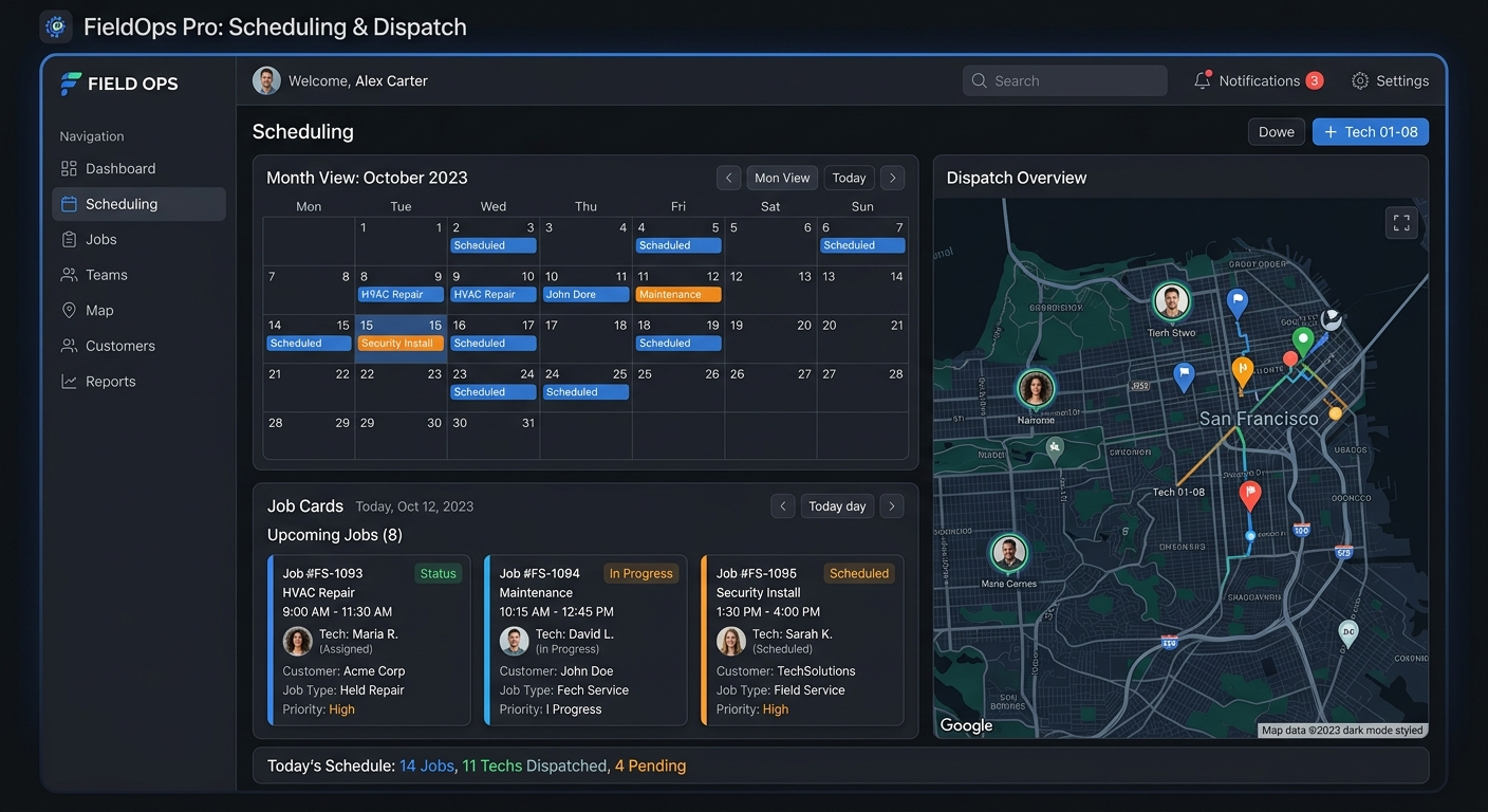 Jobber field service scheduling software dashboard